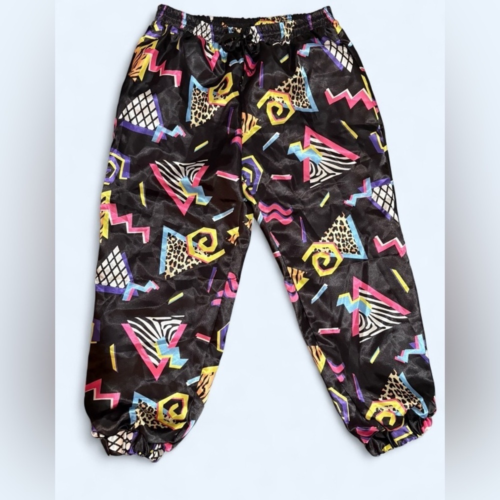 Unisex Abstract Print Jogger Pants Elastic Waist Retro Lounge Pants